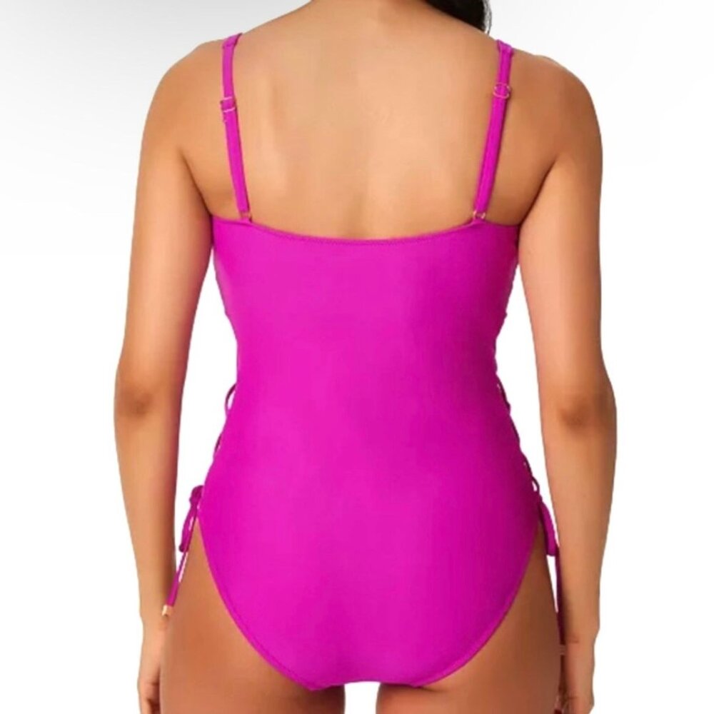 Women's Orchid Pink Solids Swimwear One-Piece Swimsuit Orchid Pink - Picture 2 of 8